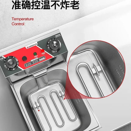 220V Professional Fryer Electric Cookware for Kitchen Deep French Fries Commercial Fryers Frying Oil Cooker Timer Arfrai AE