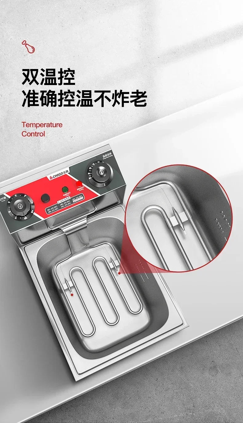 220V Professional Fryer Electric Cookware for Kitchen Deep French Fries Commercial Fryers Frying Oil Cooker Timer Arfrai AE