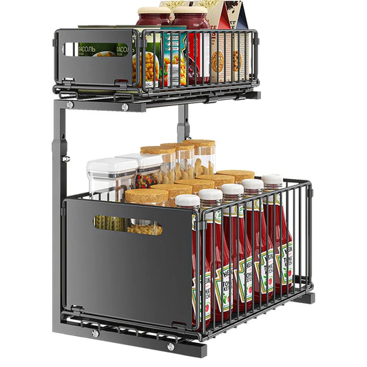 2-Tier Sliding Organizer – Optimize Your Under-Sink Space