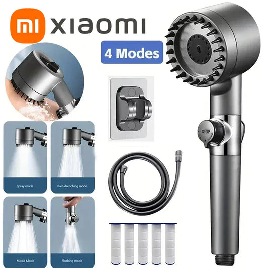 Xiaomi High Pressure Shower Head 4 Modes Water Saving with Filter for Hard Water Adjustable Spray with Massage Bathroom Shower