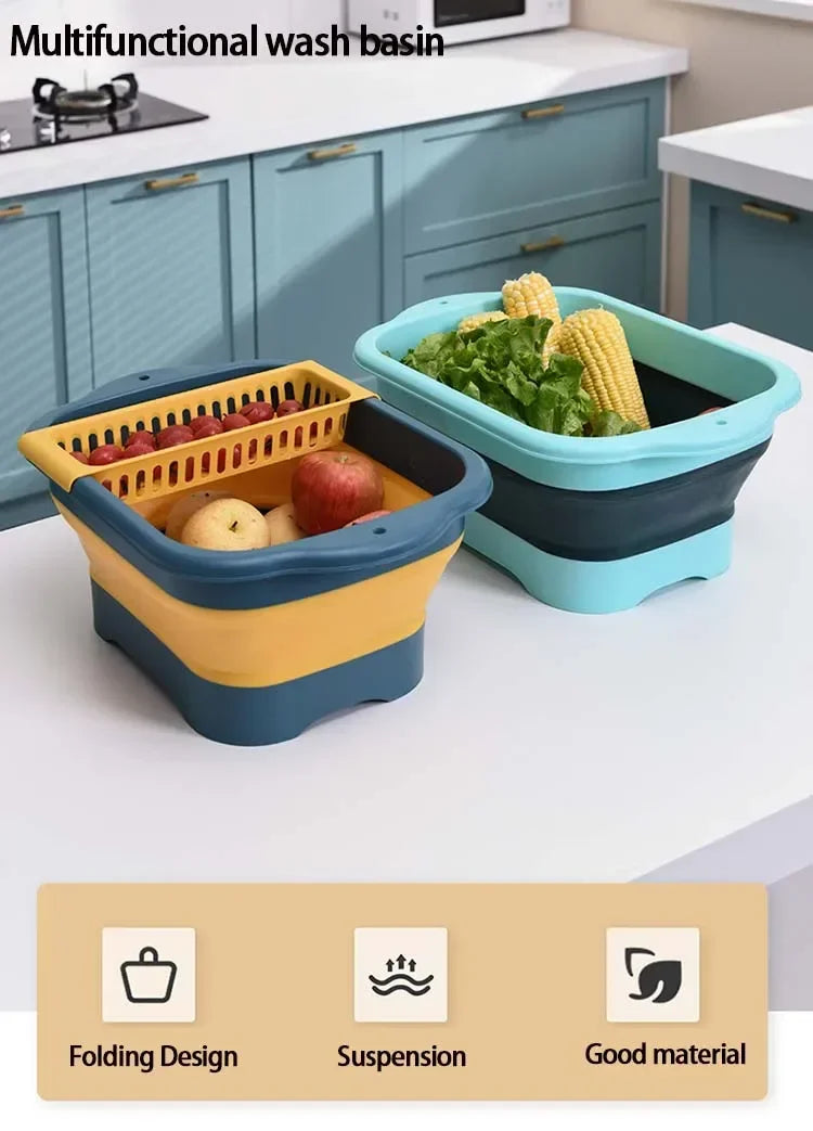 Passoire pliable en silicone pour fruits et légumes, égouttoir à vaisselle, outil de rangement de cuisine