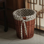 Large diameter 38cm outer height 50cm / Uncovered brown basket with diamond lining