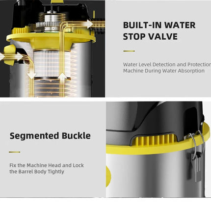 Aspirateur industriel eau et poussière 3300 W, 3 en 1, aspiration puissante, idéal pour la maison, le garage ou l'atelier.