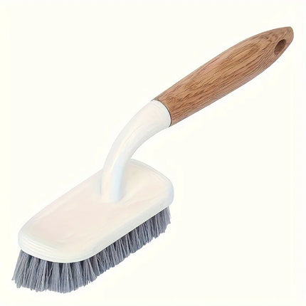 Brosse de nettoyage multi-surfaces à poils durs et long manche en bois