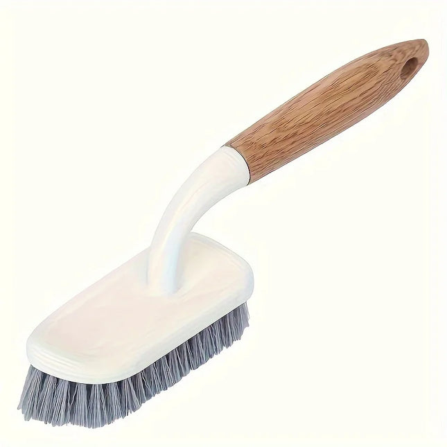 Brosse de nettoyage multi-surfaces à poils durs et long manche en bois - E-menage