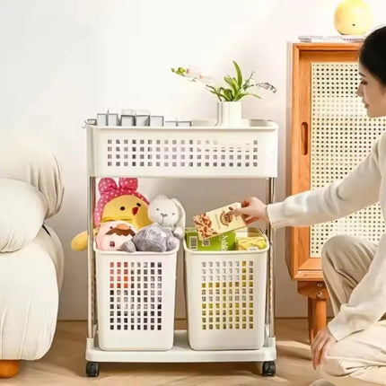 Laundry Storage Cart Classification Handheld Washing Rack Breathable Mesh Layered Washing Rack Bathroom Dirty Clothes Basket - E-menage