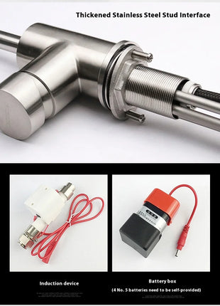 Modern Electric Faucet Brass Stainless Steel Pull-Out Wash Basin Hot Cold Water Basin Tap Touch Control for Household Bathroom