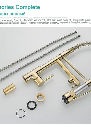 GEGVE Kitchen Faucets Removable taps Brush Brass faucet Water hydrant robinet for kitchen accessories Pull Out Spout Hot Cold