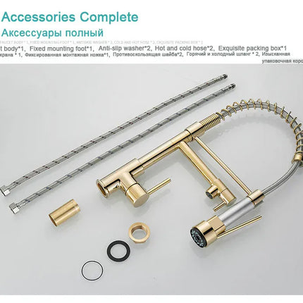 Robinet de cuisine GEGVE, robinet amovible en laiton brossé, robinet d'appoint pour accessoires de cuisine, bec extractible, eau chaude et froide