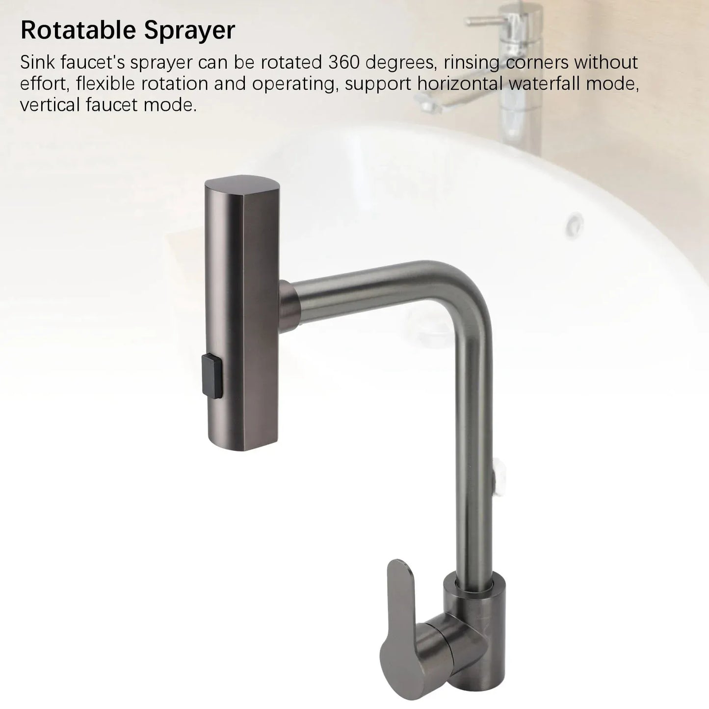 Sink Faucet Kitchen Sink Faucet Sink Faucet Rotatable 3 Function Sprayer Single Handle Hot Cold Water Kitchen Faucet for Home