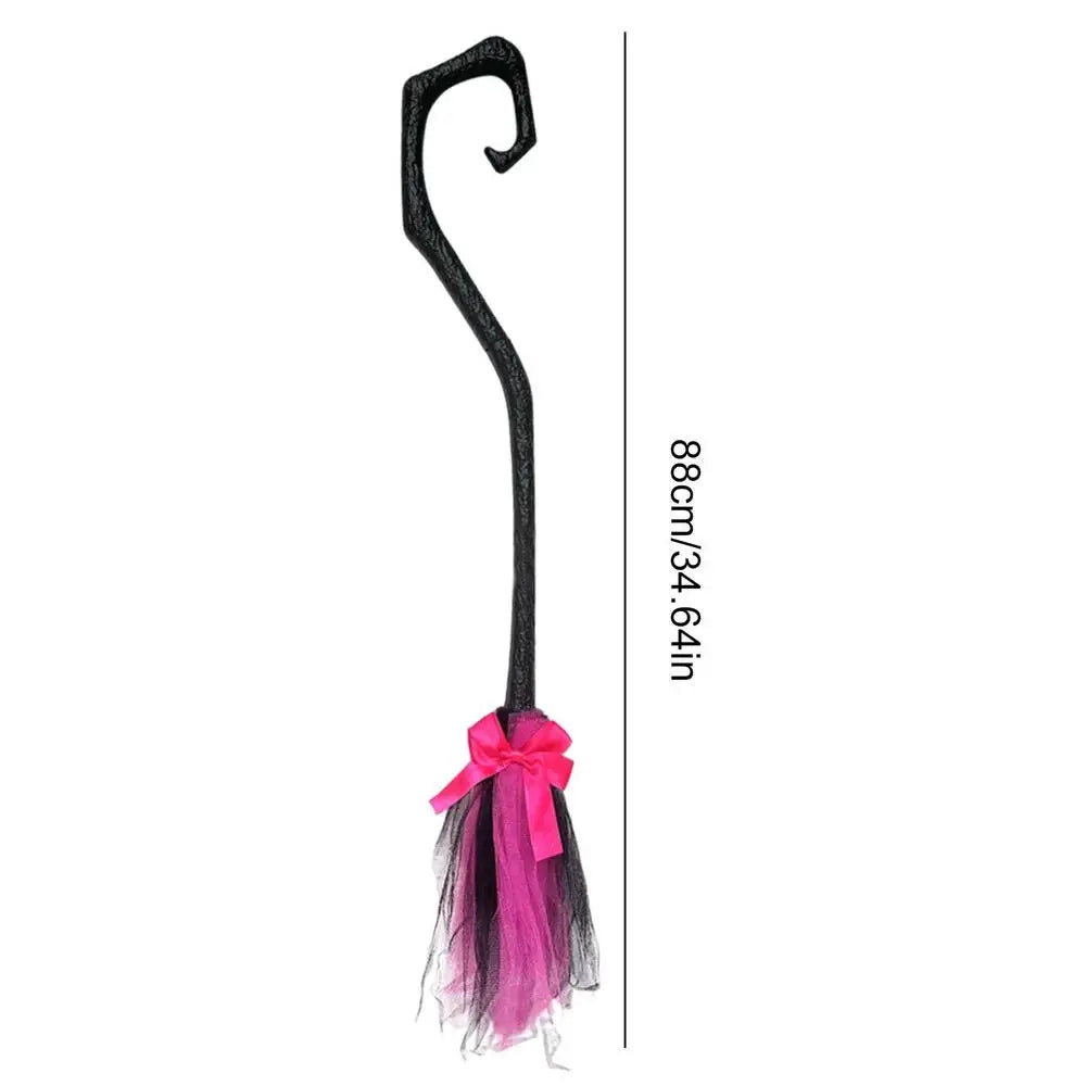 2025 Halloween Witch Broom With Ribbon Portable Witch Broomsticks Broom Props Decorations For Front Door Outside Yard