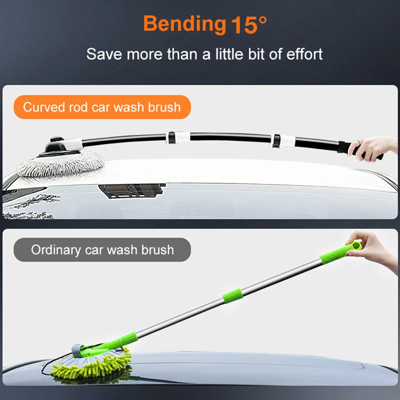 Universal Car Wash Brush Car Cleaning Brush Telescoping Long Handle Mop Chenille Broom Dual Brush Heads Auto Accessories