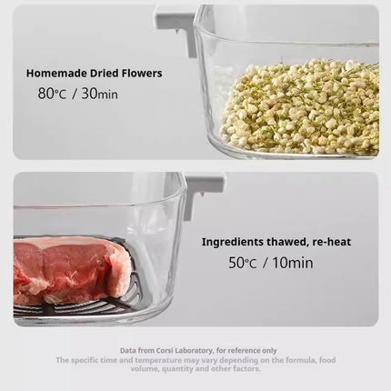 Friteuse à air chaud 1200 W avec panier en verre transparent - Four multifonction sans retournement, poignée isolante, 8 modes de cuisson, usage domestique