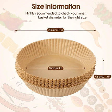 Papier sulfurisé jetable pour friteuse à air chaud, résistant à l'huile et à l'eau, format rond, carré et rectangle, pour la cuisine et les fêtes.