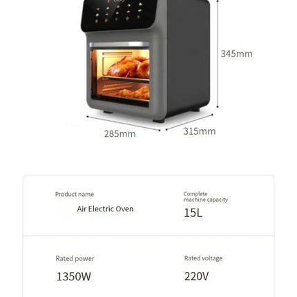 Friteuse à air chaud multifonctionnelle de grande capacité pour la maison, avec écran tactile et affichage visuel.