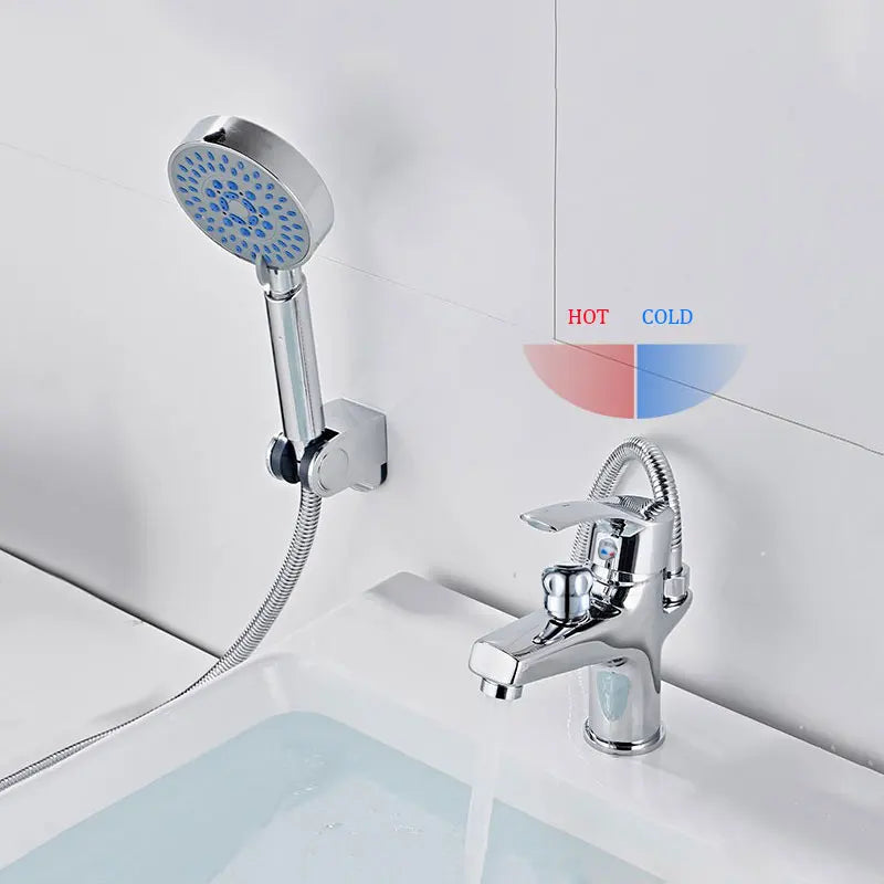 Basin Faucet Set Bathroom Bathtub Shower Faucet with Handheld Shower Head Toilet Hot Cold Water Mixing Valve Nozzle Deck Mounted