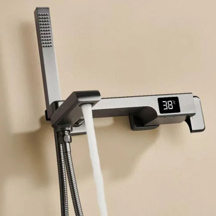 Robinet de baignoire en laiton, mitigeur de douche, robinet de salle de bain avec affichage numérique Crane et bec cascade.