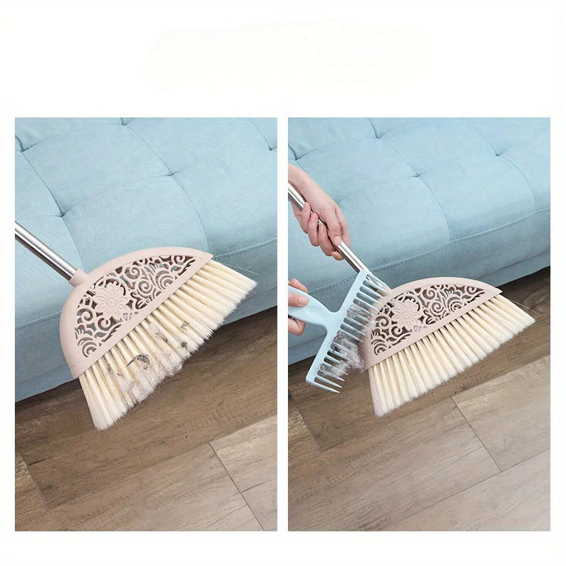 Household Broom Hair Removal Tooth Comb Hair Removal Cleaning Tool Long Handled Broom Cleaning Dust Shaving Tool