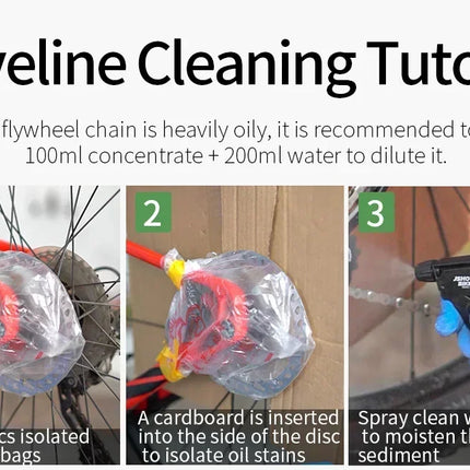 Nettoyant Chaîne de Vélo Puissant – Dégraissant Professionnel Concentré 100/350 ml | Spray Nettoyant Transmission, Cassette, Plateau & Dérailleur | Anti-Rouille, Anti-Usure