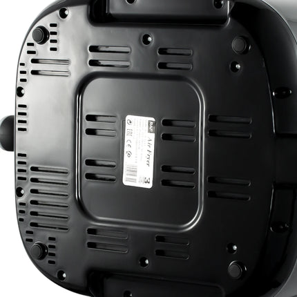 Friteuse à air multifonction 6,6 L noire, cuisson rapide et facile, sans huile, panier antiadhésif.