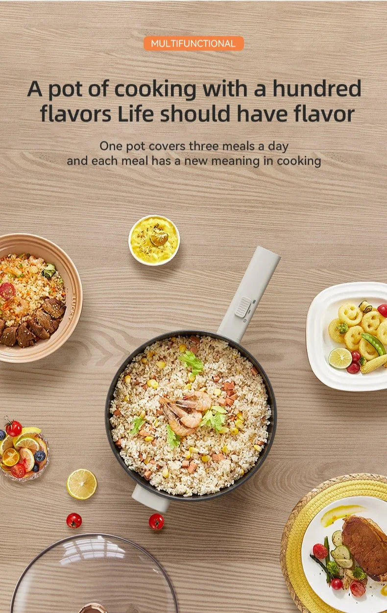 110V 220V Electric Frying Pan Household Mini Stir-frying Pot Electric Cooker Electric Cooking Pot Portable Hotpot