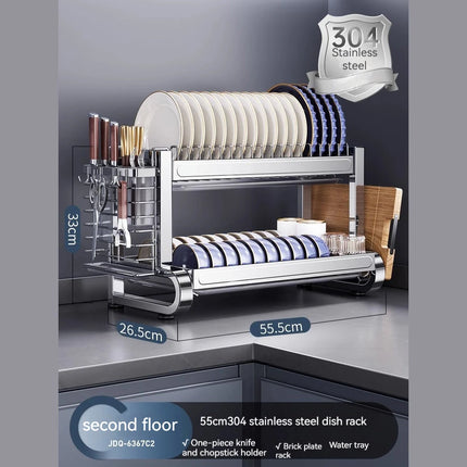 Égouttoir à vaisselle à 2 ou 3 niveaux avec panier d'égouttage, organisateur de vaisselle de comptoir, planche à égoutter