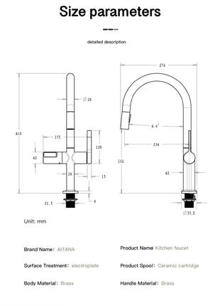 Luxury brass gun gray kitchen faucet LED digital sensing design single handle hot & cold water pull-out type 2-function sink Tap