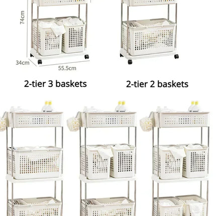 Laundry Storage Cart Classification Handheld Washing Rack Breathable Mesh Layered Washing Rack Bathroom Dirty Clothes Basket - E-menage