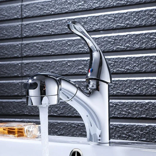 Toilet Countertop Faucet Hot and Cold Mixer Tap Single-hole Washbasin Faucet Deck Mounted Pull-out 2 Modes Bathroom Faucets