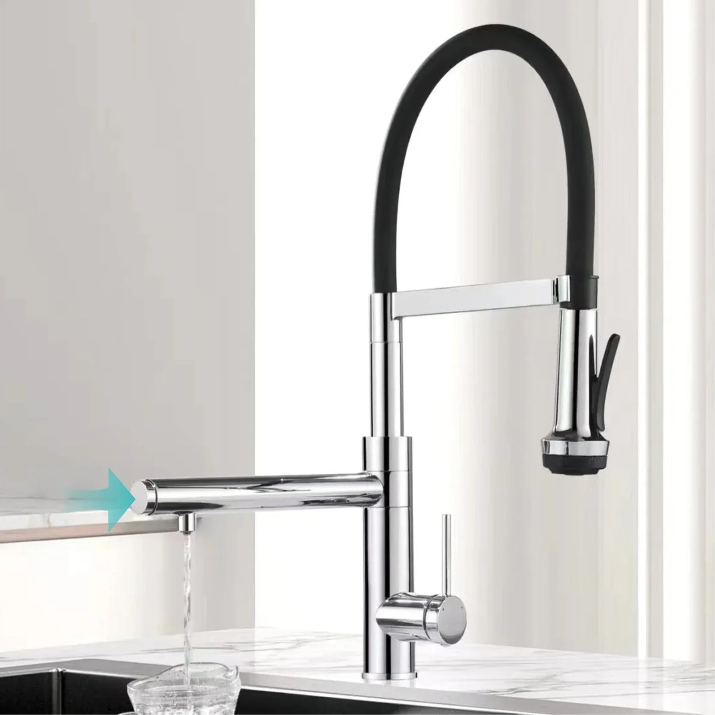 Luxury chrome brass kitchen faucet magnetic suction design with filtered water single hole cold and hot dual control sink faucet
