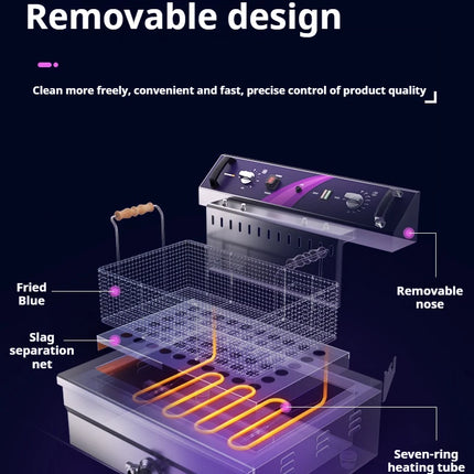 Commercial Electric Fryer - Single Cylinder Large Capacity Fryer for French Fries and Dough Sticks