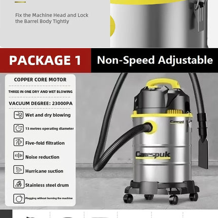 High-Power Vacuum Cleaner for Car Home Commercial Use Wet And Dry Large Suction Dust Collector Machine Shop Vacuum Bucket