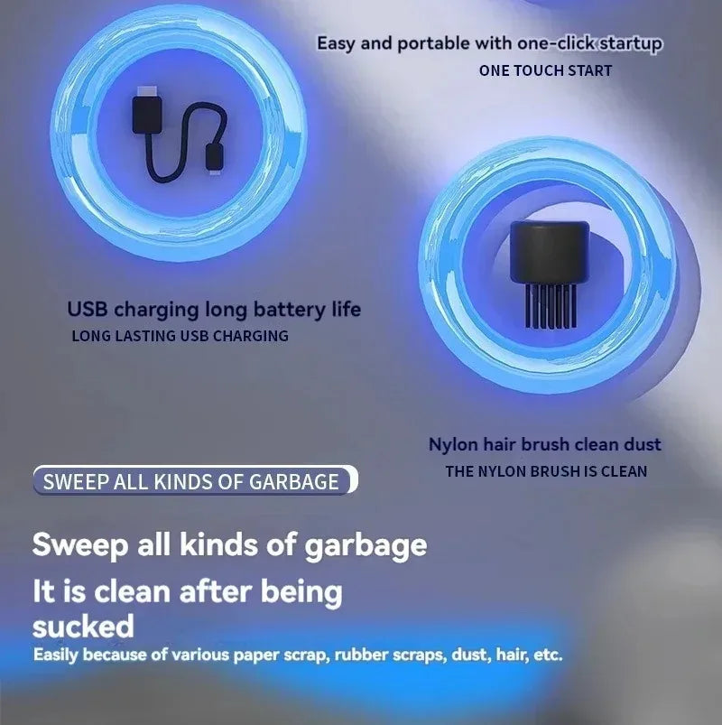 Table Vacuum Cleaner Mini Desktop Dust Vacuum With Detachable Nozzle USB Rechargeable Wireless Car Vacuum Cleaner Cleaning Tools