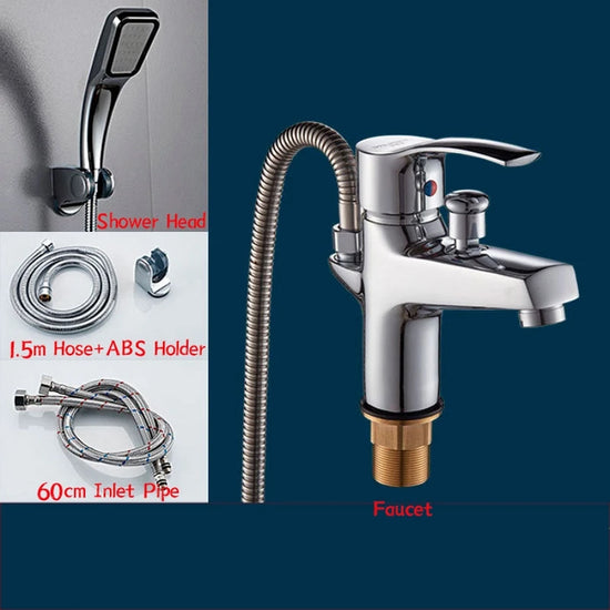 Basin Faucet Set Bathroom Bathtub Shower Faucet with Handheld Shower Head Toilet Hot Cold Water Mixing Valve Nozzle Deck Mounted
