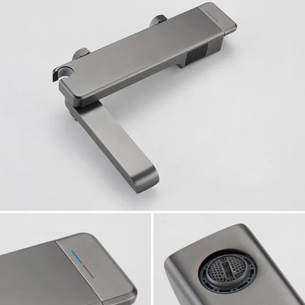 Robinet de baignoire en laiton, mitigeur de douche, robinet de salle de bain avec affichage numérique Crane et bec cascade.