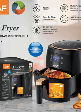7L Multifunctional 1600W Air Fryer Without Oil Deep Oil Free 360 Degree Hot Air Circulation Cooker Fryer Air Fryers