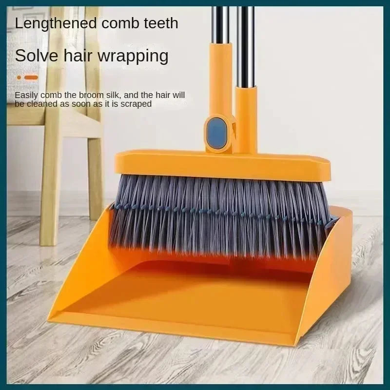 Household Broom Dustpan Combo Set Soft Bristle Broom Strips Nonstick Hair Folding Storage Not Taking Up Space