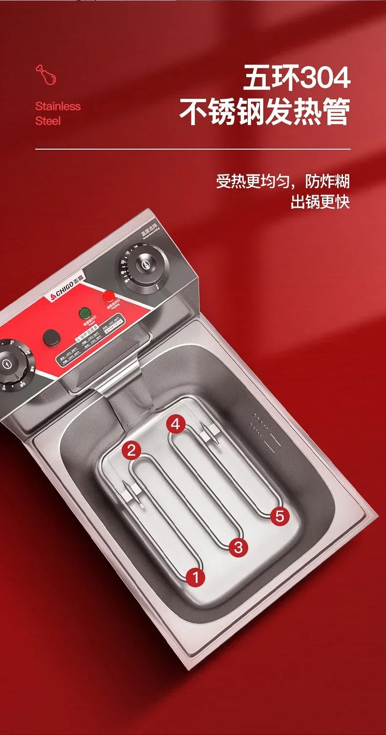 220V Professional Fryer Electric Cookware for Kitchen Deep French Fries Commercial Fryers Frying Oil Cooker Timer Arfrai AE