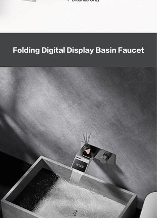 Luxury gun gray brass wall mounted bathroom faucet with LED digital display Single handle hot & cold water embedded bathroom Tap