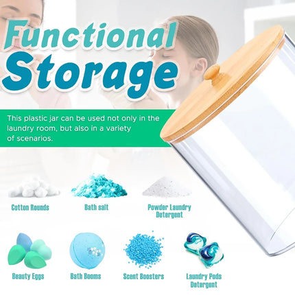 Conteneur de lessive en poudre acrylique grande capacité - E-menage