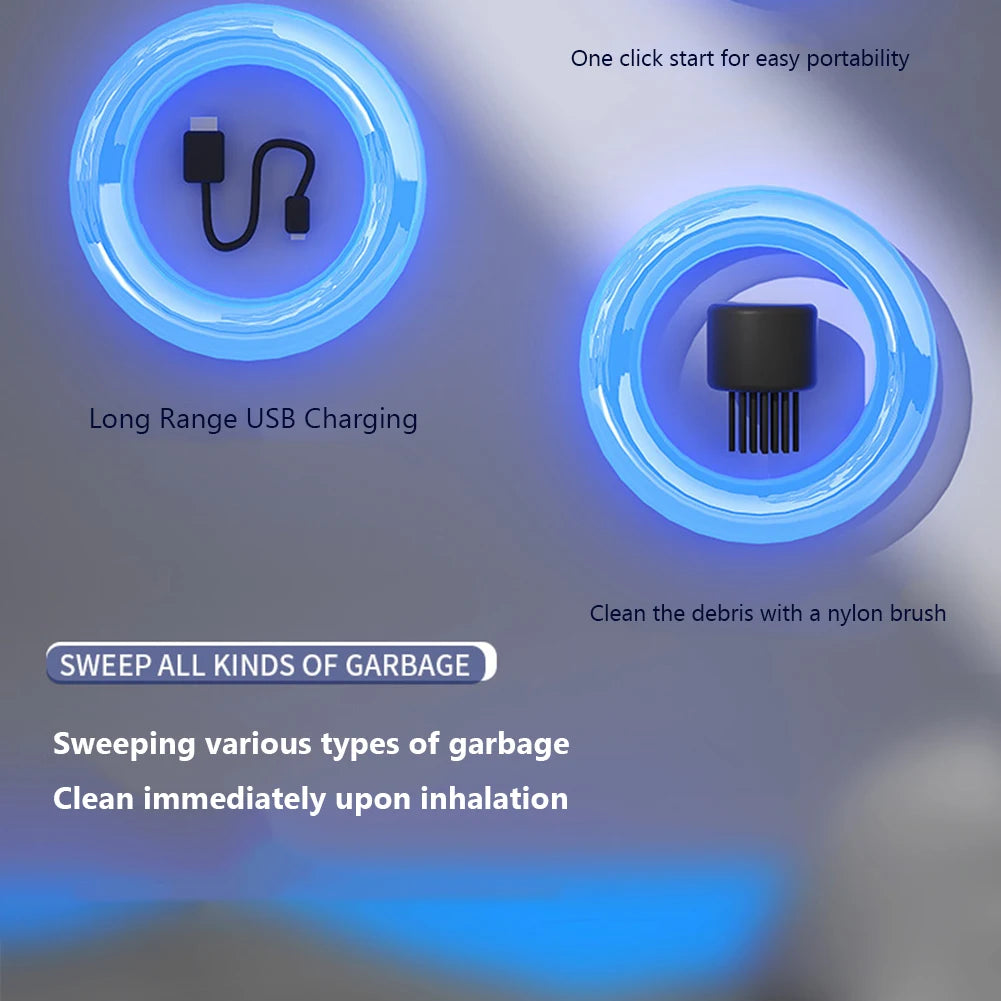 Handheld Mini Vacuum Cleaner Desk Table Dust Vacuum USB Charging Desktop Cleaner With Clean Brush For Home Office Table Sweeper