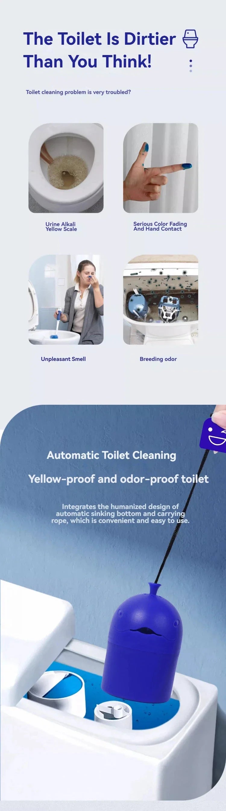 1/2pcs Toilet Cleaners Portable Long-Lasting Powerful Deodorant Slow-Release Effervescent Agent for Bathroom Automatic Cleaning