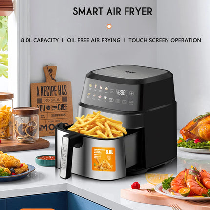 Friteuse à air chaud électrique multifonctionnelle 6,5 L, sans huile, écran tactile, numérique intelligent, circulation d'air chaud à 360°