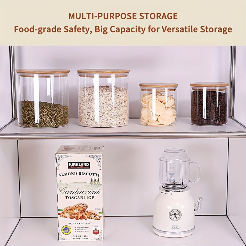 4-Piece Farmhouse Laundry Room Organization Set - Glass Jar Containers with Labels for Laundry Detergent, Flavor Enhancer, and Cookies Storage - Decorative Laundry Room Essentials for a Clutter-Free Space