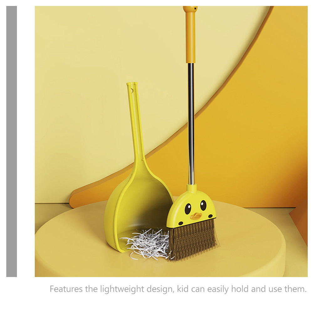 Cleaning Broom Mini Yellow Duck Broom Kids Cartoon Broom Toy Cleaning Tool Home Broom Dustpan Brush Toddler Broom for Children