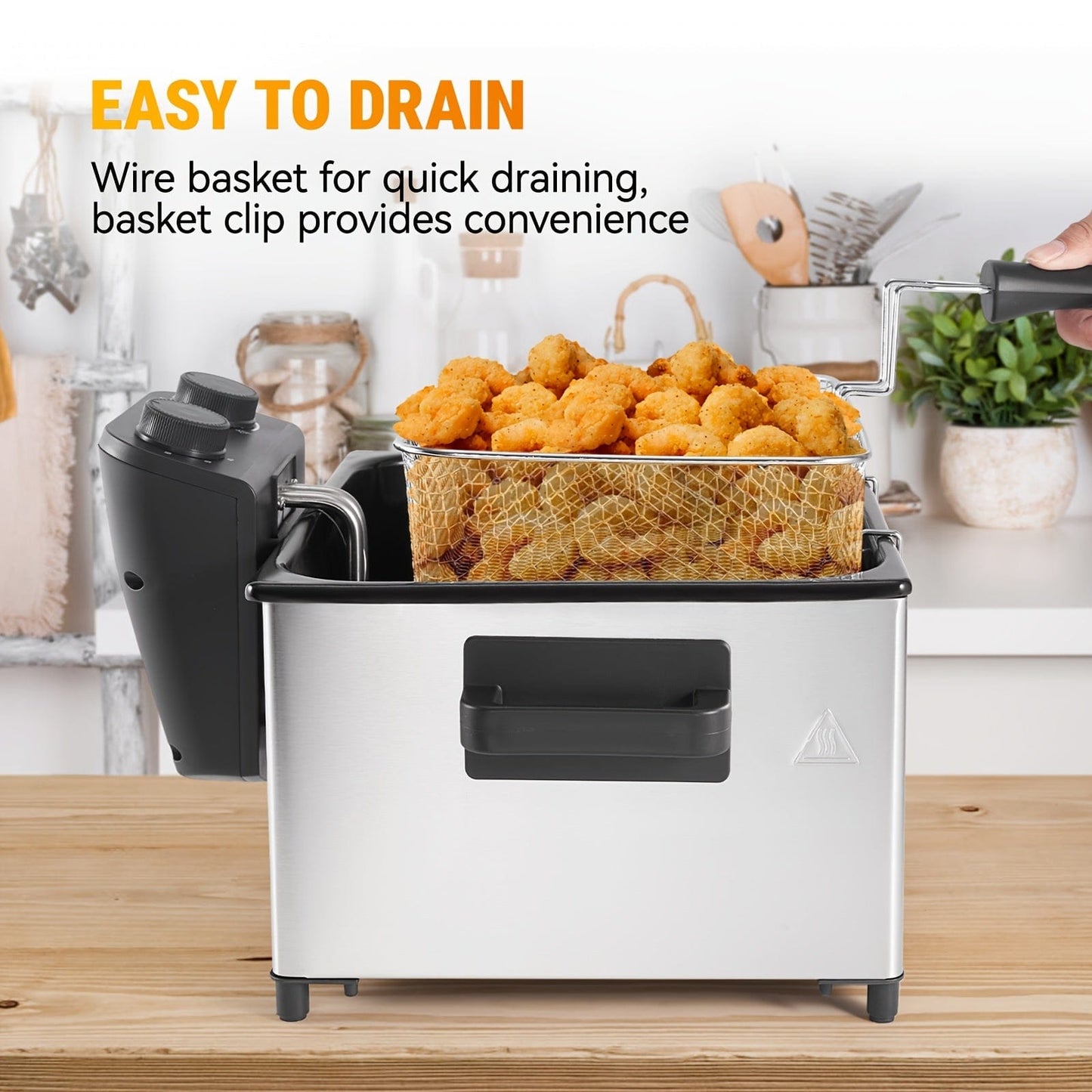 1.32gal Electric Deep Fryer, 1700W Large Fryer with Time & Temperature Control for Home Use, Kitchen Essential, Local Warehouse, Frying Baskets, Lid with View Window, Stainless Steel, Gift for Cristmas & Halloween. Suitable f