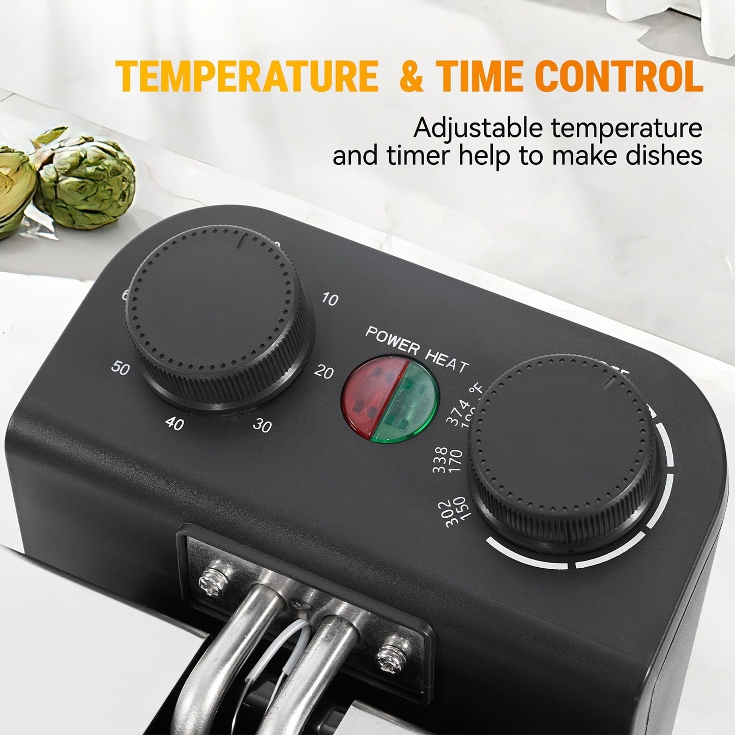 1.32gal Electric Deep Fryer, 1700W Large Fryer with Time & Temperature Control for Home Use, Kitchen Essential, Local Warehouse, Frying Baskets, Lid with View Window, Stainless Steel, Gift for Cristmas & Halloween. Suitable f