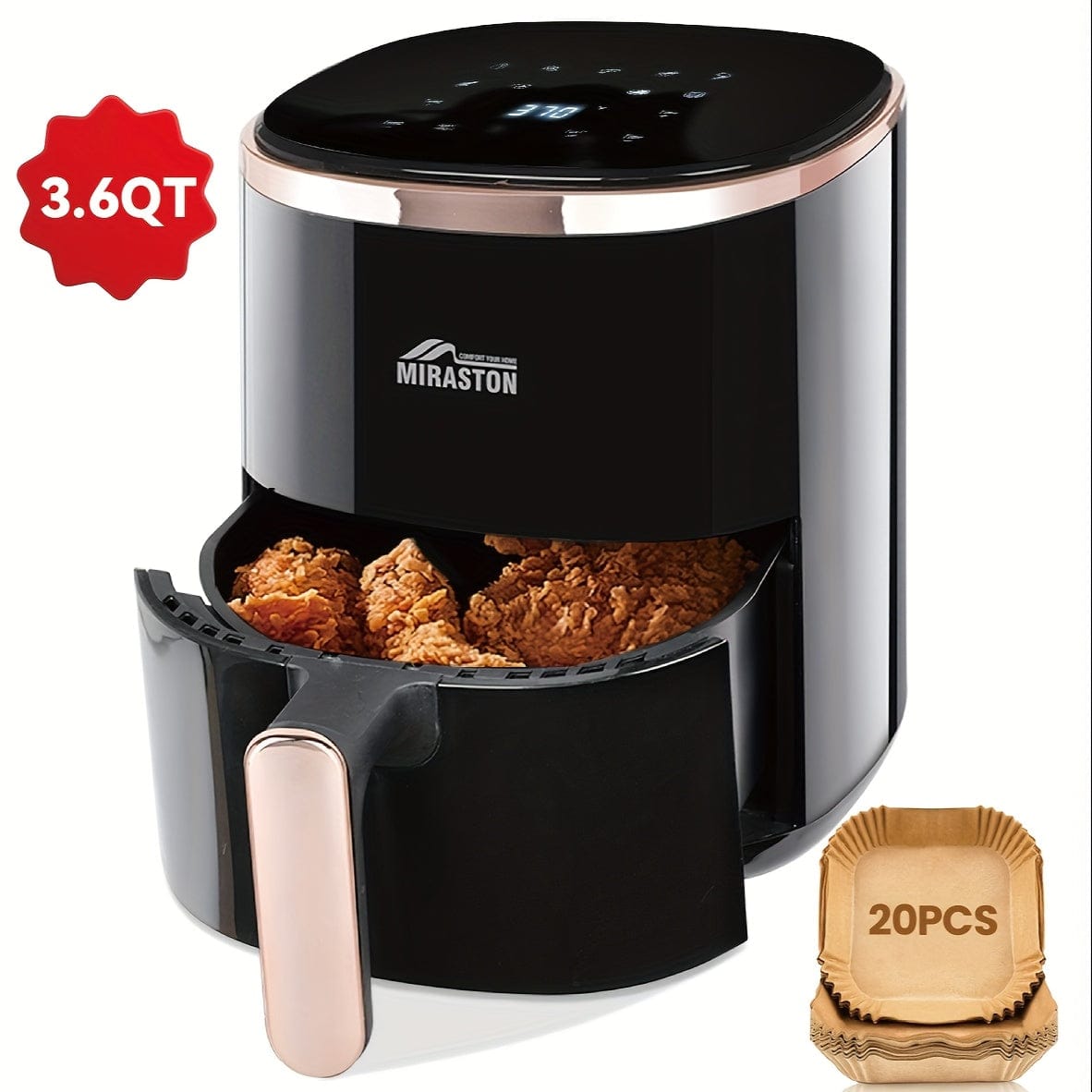 [Air Fryer] 8.5QT/3.6QT Air Fryer, Upgraded Large Capacity Suitable For 5-6 People, Smart Touch Screen For Easy Operation With 8 Preset Functions, Non-stick Coating For Easy Cleaning, Kitchen Accessories, Toaster Oven, Deep F