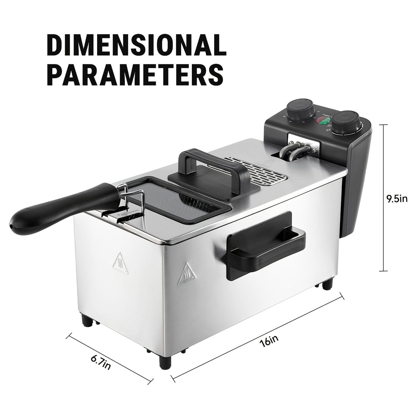 1.32gal Electric Deep Fryer, 1700W Large Fryer with Time & Temperature Control for Home Use, Kitchen Essential, Local Warehouse, Frying Baskets, Lid with View Window, Stainless Steel, Gift for Cristmas & Halloween. Suitable f