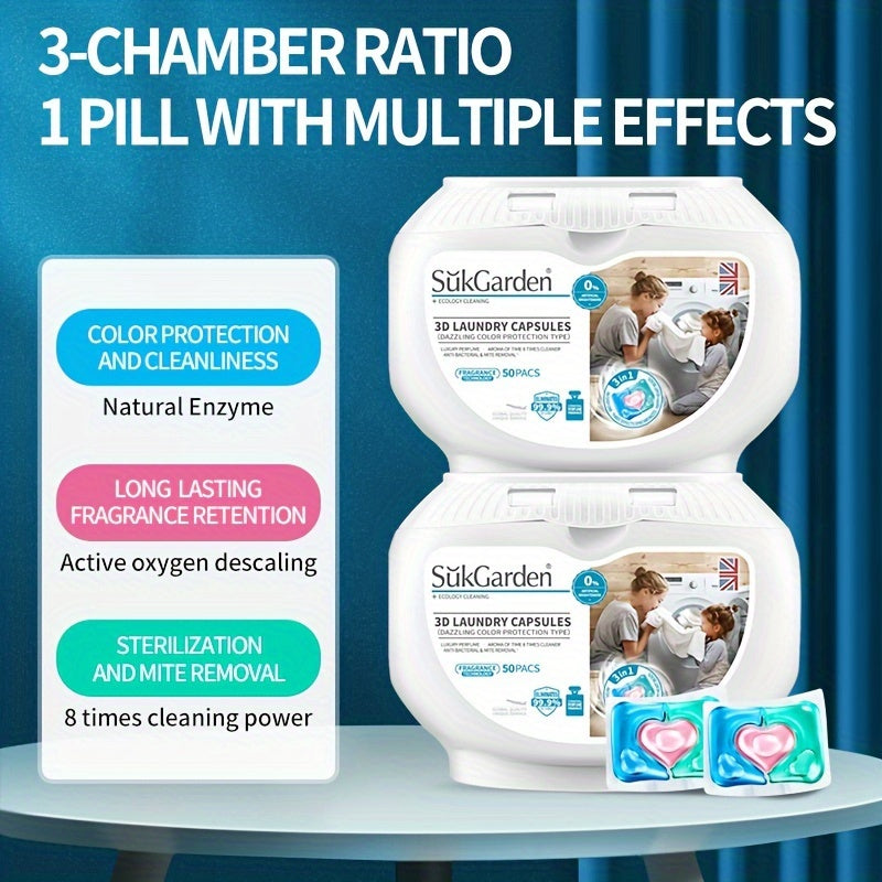 50 capsules de lessive 3 en 1 haute efficacité - Adoucissant - E-menage